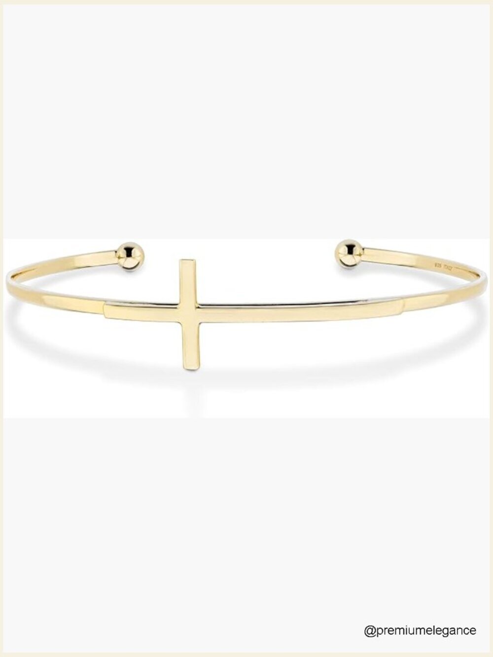 Sterling Silver Adjustable Sideways Cross Cuff Bangle Bracelet 7.25-7.5 Inch